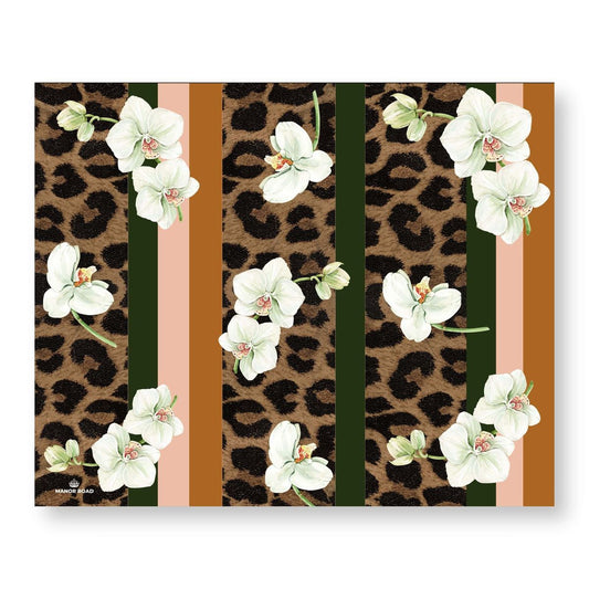 Manor Road White Orchids & Leopard Paper Placemat Pad