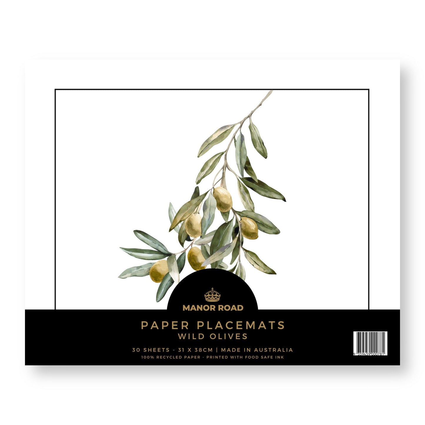 Manor Road Wild Olives Paper Placemat Pad
