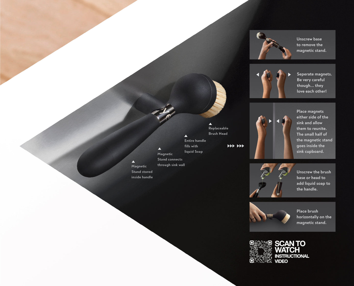 yeseco V2 Brush with Magnetic Stand Black