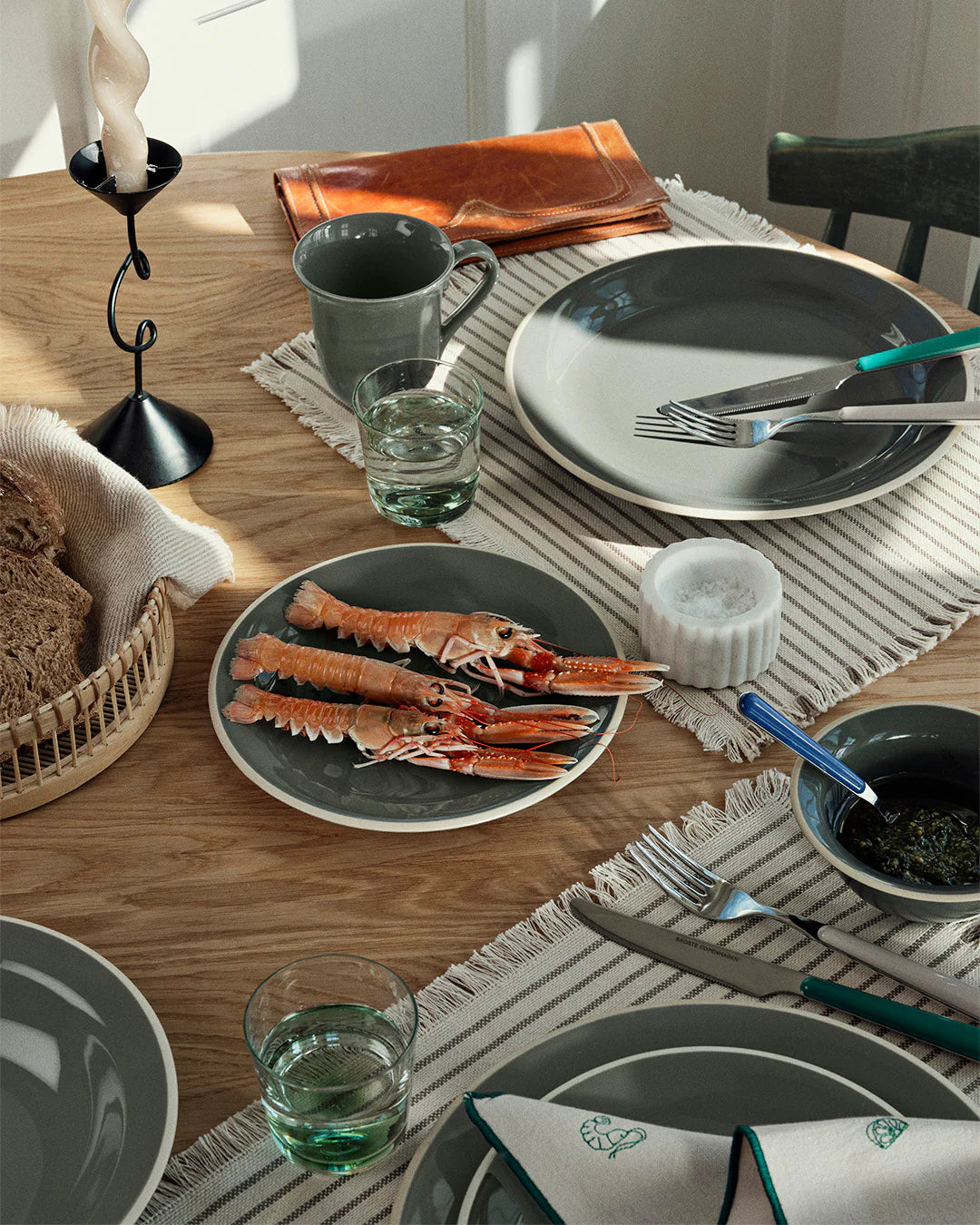 Broste Copenhagen Elouise Placemats Off White/Black set/2