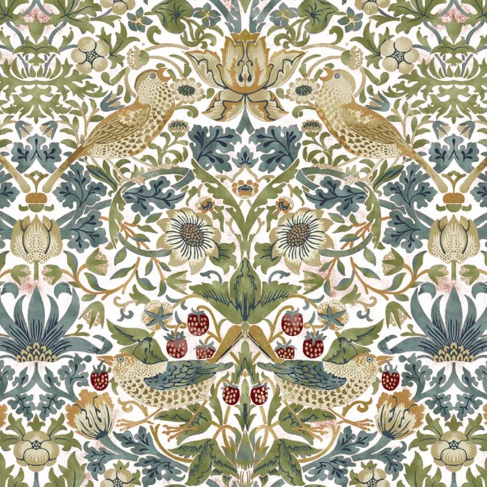 V&A Morris & Co Strawberry Thief White Luncheon Napkins