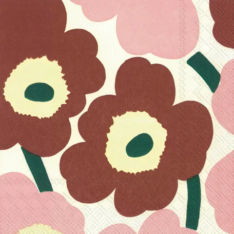 Marimekko Unikko Brown Rose Luncheon Napkins