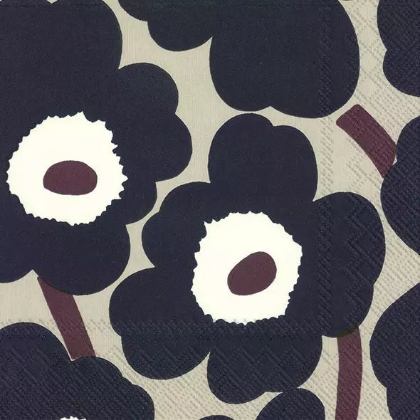 Marimekko Unikko Blue Linen Luncheon Napkins