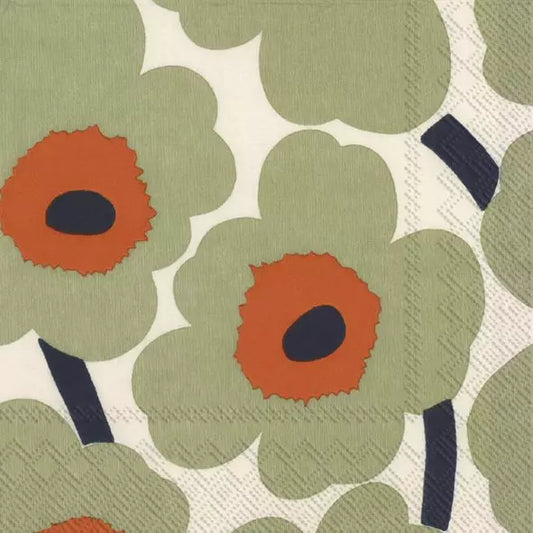 Marimekko Unikko Cream Orange Luncheon Napkins