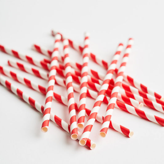 Green Bean Paper Straws Red & White Stripe 40pk