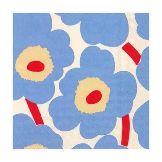 Marimekko Unikko Cream Blue Cocktail Napkins